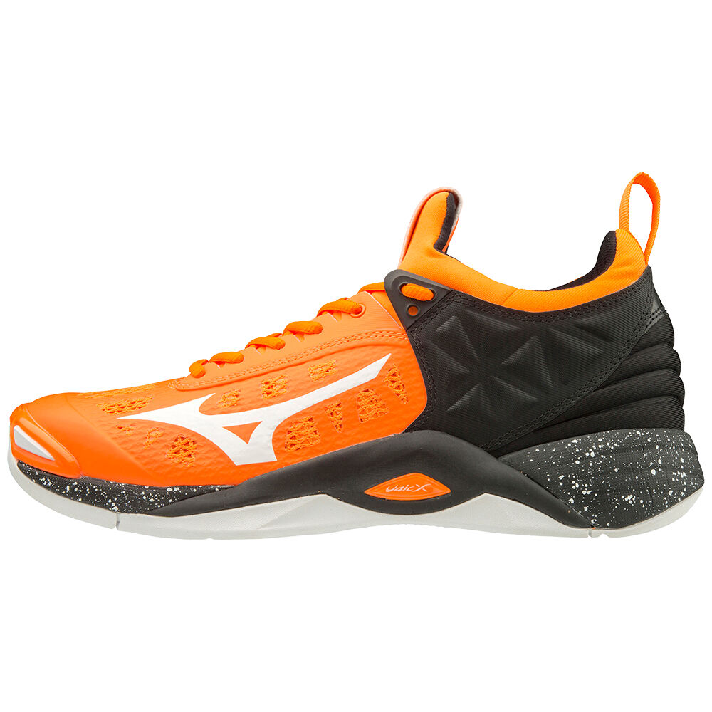 Mizuno Men's WAVE MOMENTUM Volleyball Shoes Orange/White/Black (V1GA191254-SCW)